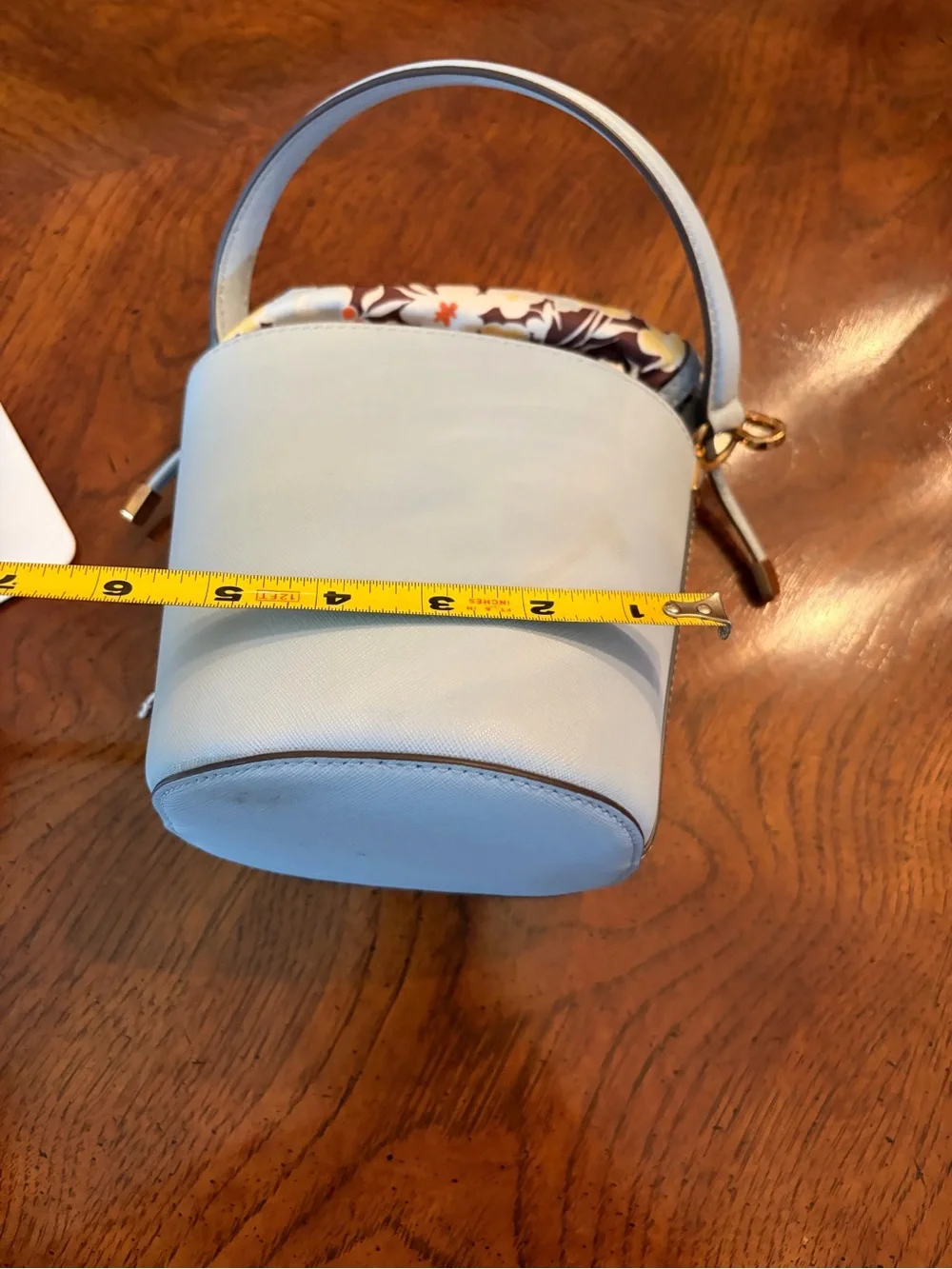 Darling Tory Burch Emerson Mini Bucket Baby Blue w/ Floral Liner NWOT Perfect!